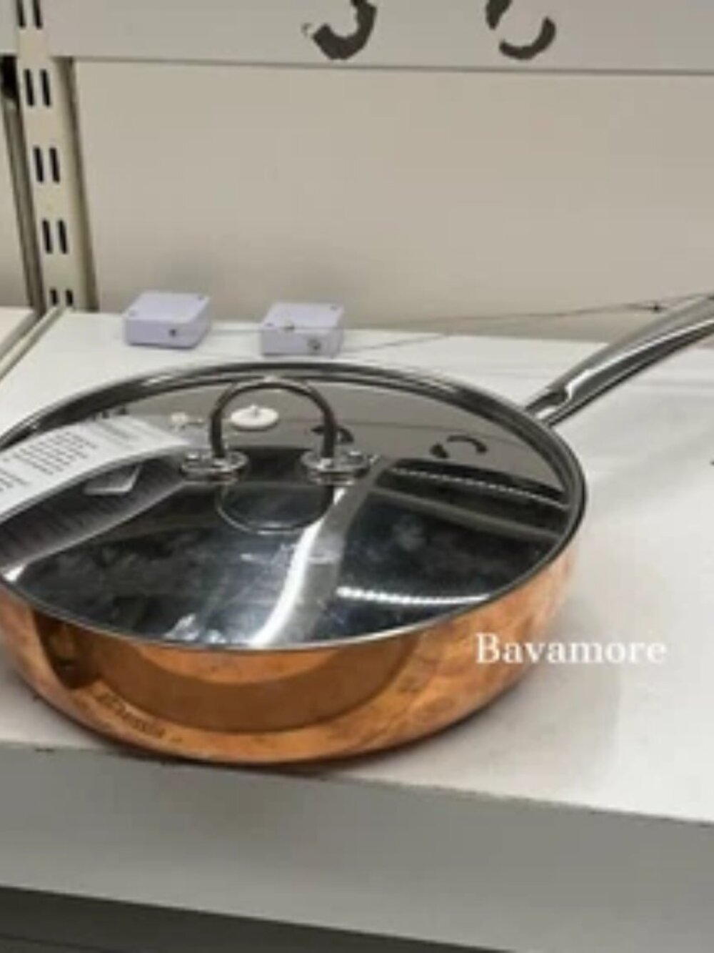 FINMAT 905.781.29 Sauté pan with lid, copper/stainless steel, 10 "
